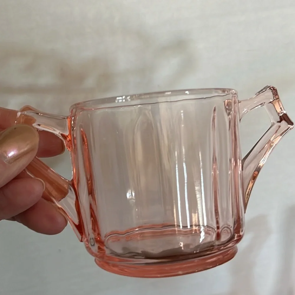 Cambridge Marked #622 Decagon Pink Depression Glass Sugar Creamer Tray 1930